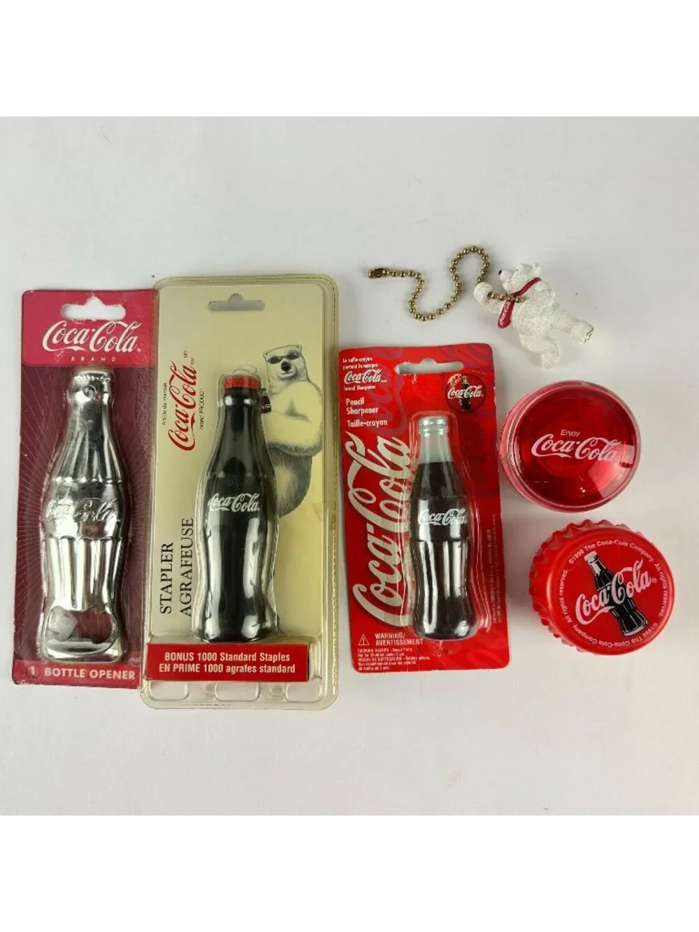 Coca-Cola Lot Bottle Opener Stapler Fan Pull Yo-yos